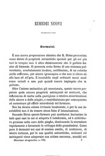 Il Monitore terapeutico raccolta mensile di rimedi nuovi e ricette