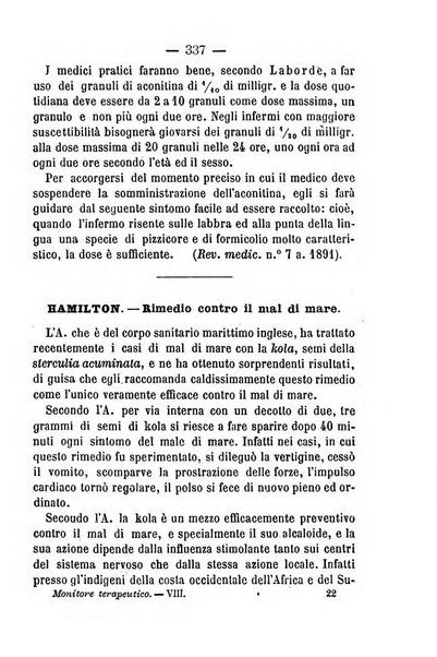 Il Monitore terapeutico raccolta mensile di rimedi nuovi e ricette