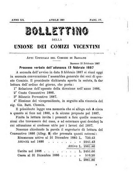 Bollettino dell'Unione dei comizi vicentini