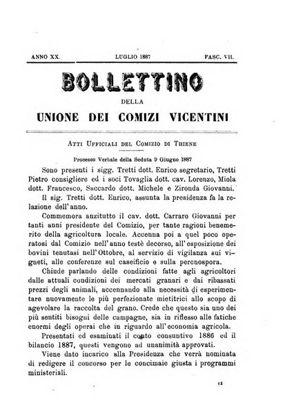 Bollettino dell'Unione dei comizi vicentini