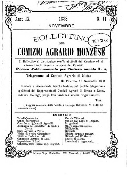 Bollettino del Comizio agrario monzese