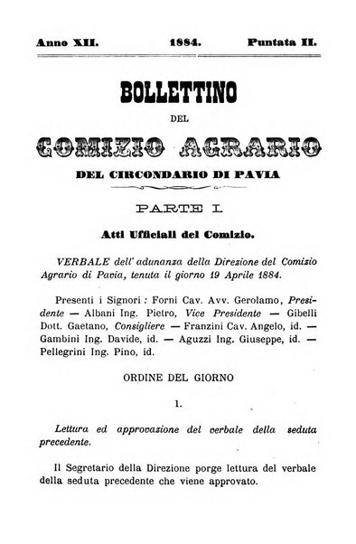 Bollettino del comizio agrario del circondario di Pavia