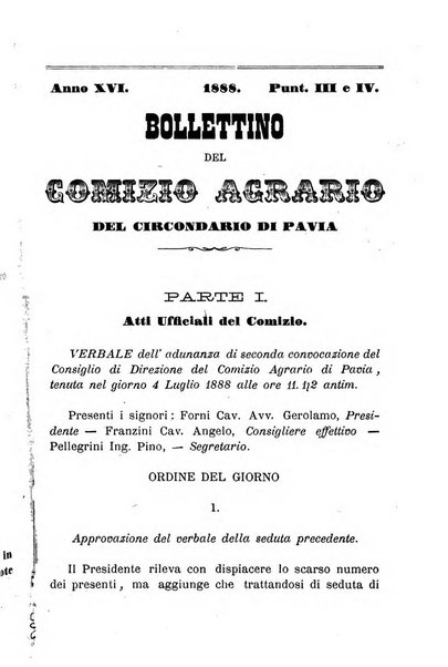 Bollettino del comizio agrario del circondario di Pavia