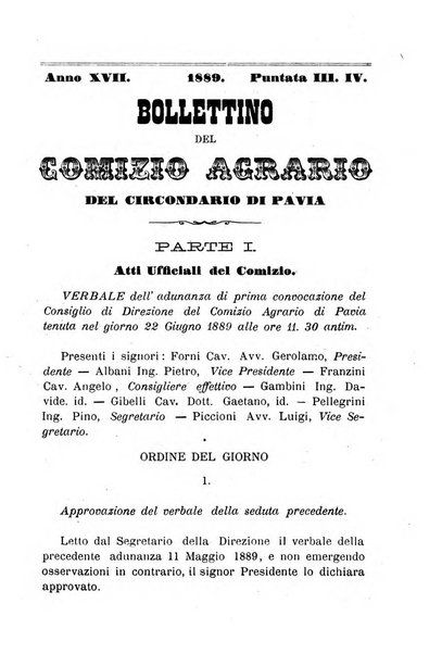 Bollettino del comizio agrario del circondario di Pavia