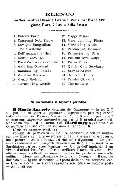 Bollettino del comizio agrario del circondario di Pavia