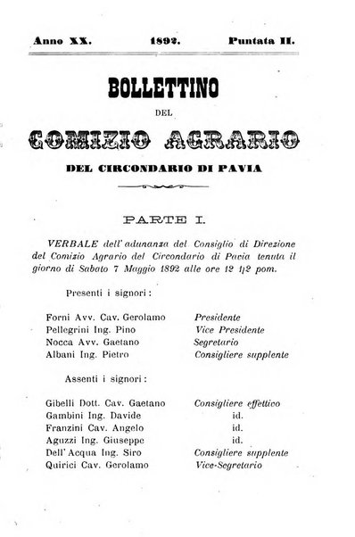 Bollettino del comizio agrario del circondario di Pavia