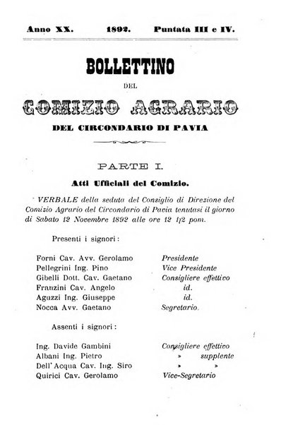 Bollettino del comizio agrario del circondario di Pavia