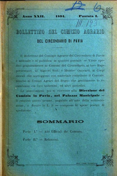 Bollettino del comizio agrario del circondario di Pavia