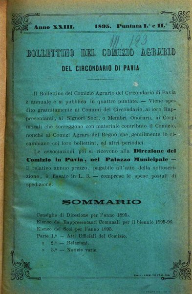 Bollettino del comizio agrario del circondario di Pavia