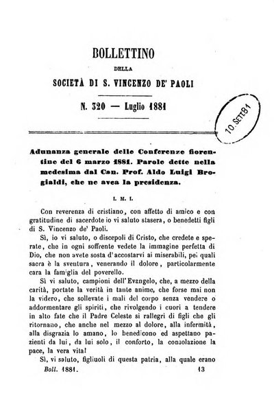 Società di San Vincenzo de' Paoli. Bollettino