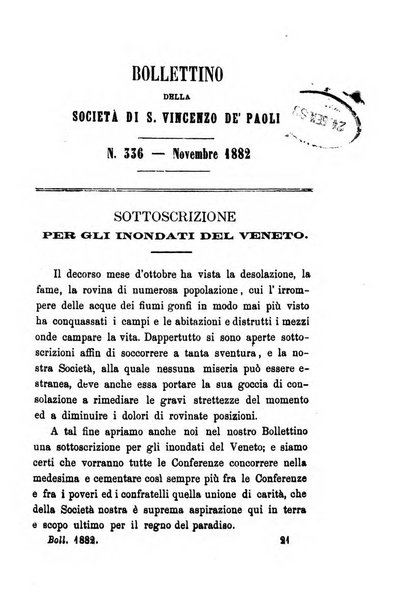 Società di San Vincenzo de' Paoli. Bollettino