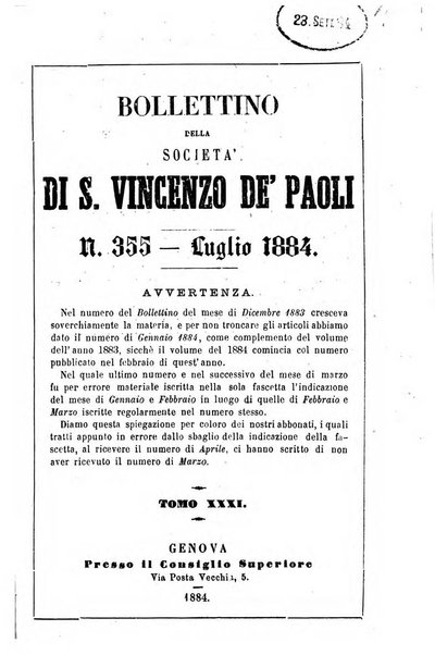 Società di San Vincenzo de' Paoli. Bollettino