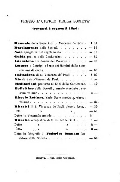 Società di San Vincenzo de' Paoli. Bollettino