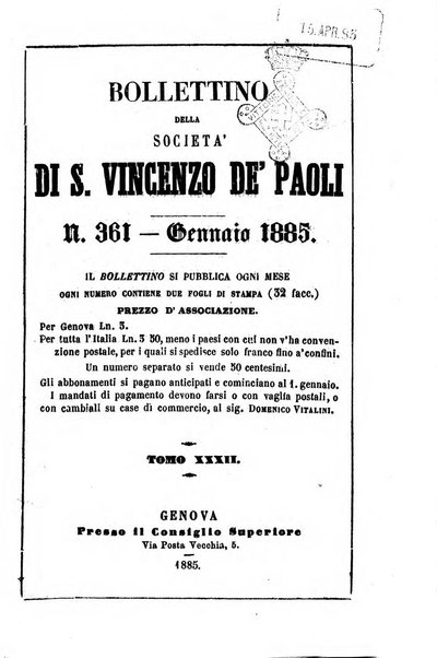 Società di San Vincenzo de' Paoli. Bollettino