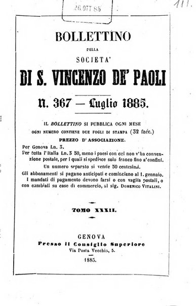 Società di San Vincenzo de' Paoli. Bollettino