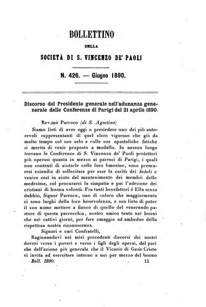 Società di San Vincenzo de' Paoli. Bollettino