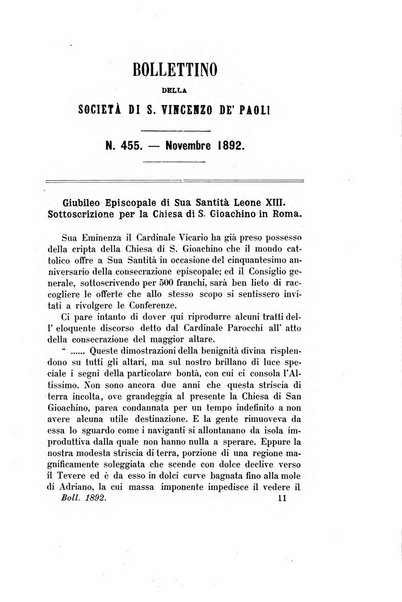 Società di San Vincenzo de' Paoli. Bollettino