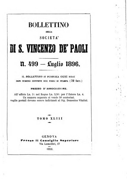 Società di San Vincenzo de' Paoli. Bollettino