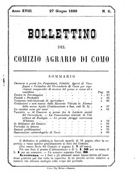 Bollettino del Comizio agrario di Como