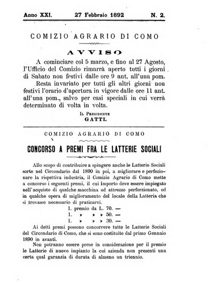 Bollettino del Comizio agrario di Como