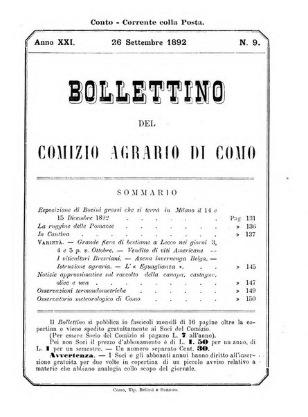 Bollettino del Comizio agrario di Como