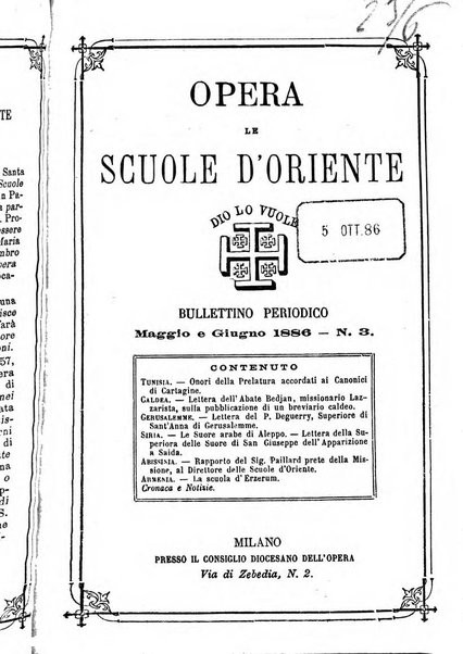 Opera le scuole d'oriente bullettino periodico