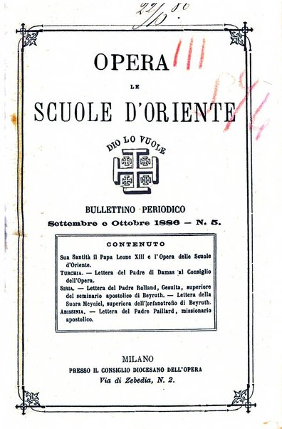 Opera le scuole d'oriente bullettino periodico