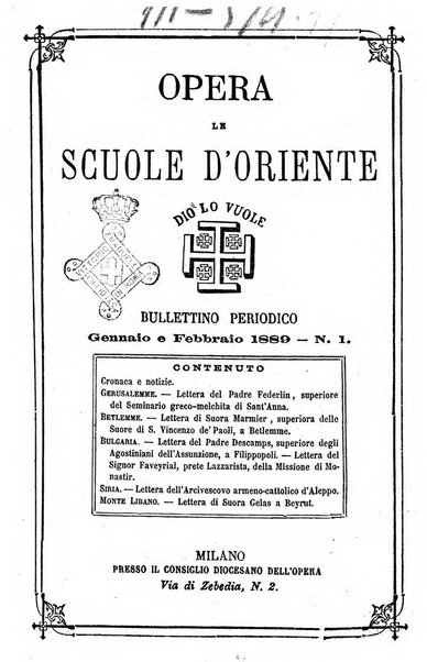 Opera le scuole d'oriente bullettino periodico