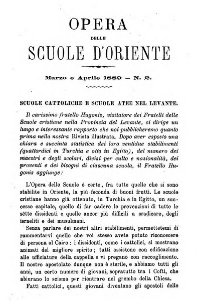 Opera le scuole d'oriente bullettino periodico