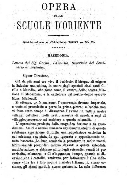 Opera le scuole d'oriente bullettino periodico