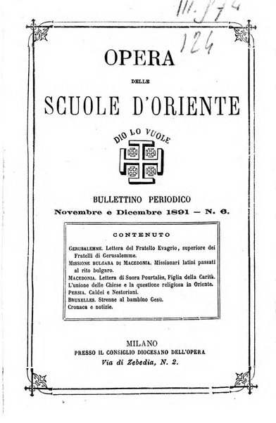 Opera le scuole d'oriente bullettino periodico