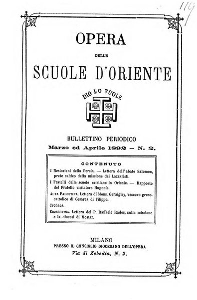 Opera le scuole d'oriente bullettino periodico