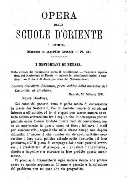 Opera le scuole d'oriente bullettino periodico