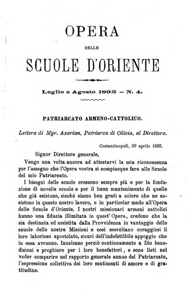 Opera le scuole d'oriente bullettino periodico