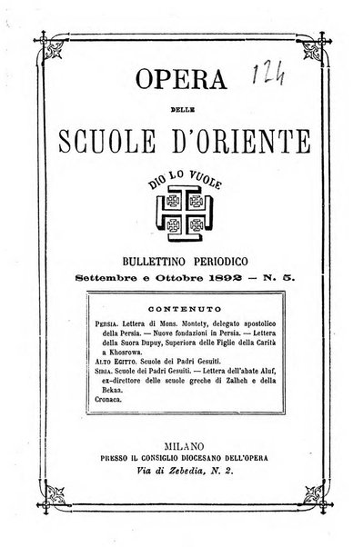 Opera le scuole d'oriente bullettino periodico