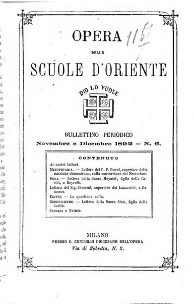 Opera le scuole d'oriente bullettino periodico