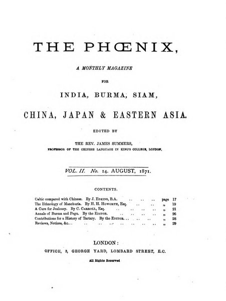 The Phoenix a monthly magazine for China, Japan & Eastern Asia