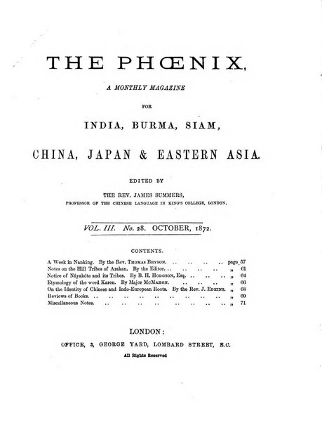 The Phoenix a monthly magazine for China, Japan & Eastern Asia