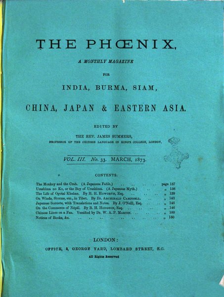 The Phoenix a monthly magazine for China, Japan & Eastern Asia