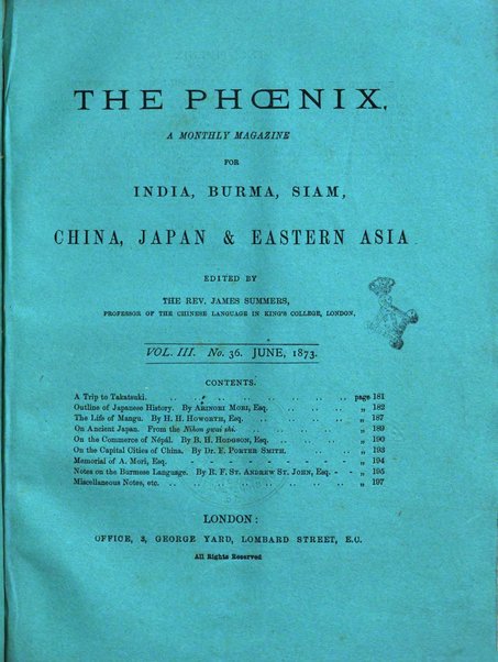 The Phoenix a monthly magazine for China, Japan & Eastern Asia