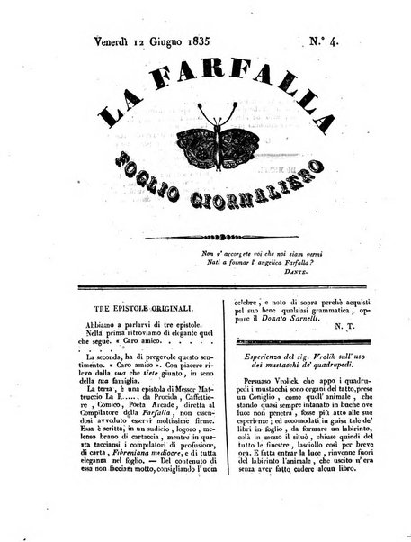 La farfalla foglio giornaliero