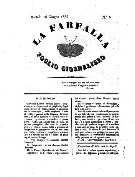 La farfalla foglio giornaliero