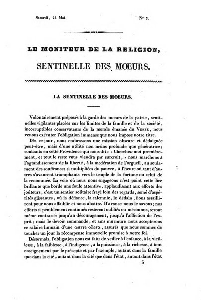 Le Moniteur de la religion sentinelle des moeurs journal hebdomadaire