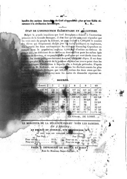 Le Moniteur de la religion sentinelle des moeurs journal hebdomadaire