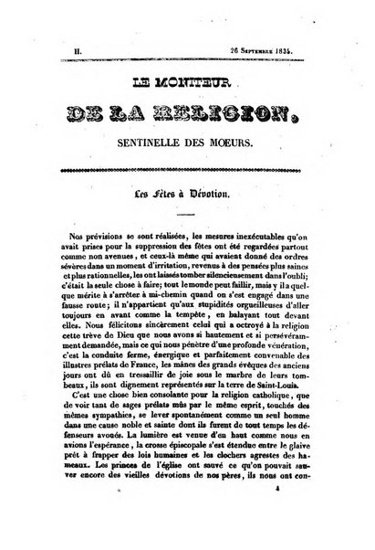 Le Moniteur de la religion sentinelle des moeurs journal hebdomadaire