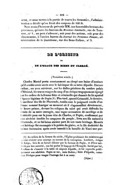 Le Moniteur de la religion sentinelle des moeurs journal hebdomadaire