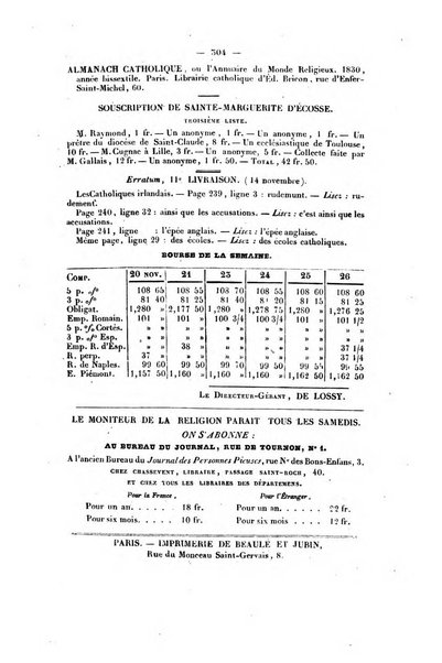 Le Moniteur de la religion sentinelle des moeurs journal hebdomadaire