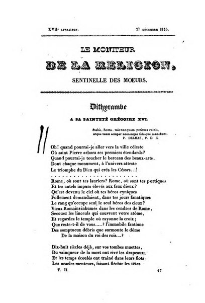 Le Moniteur de la religion sentinelle des moeurs journal hebdomadaire