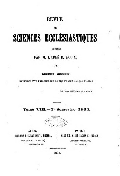 Revue des sciences ecclésiastiques