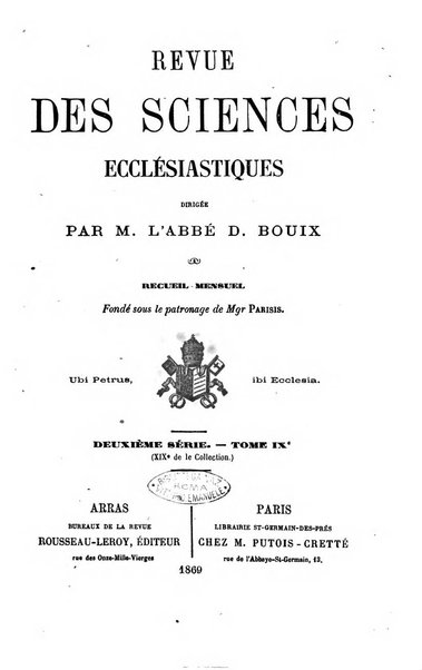 Revue des sciences ecclésiastiques